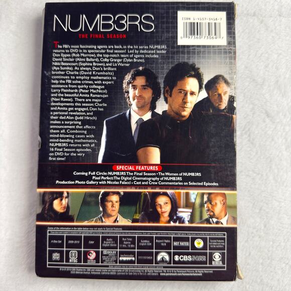 NUMB3RS: The Final Season DVD, 2010, 4.  Disc Set CBS Crime Drama TV Series - Picture 2 of 15